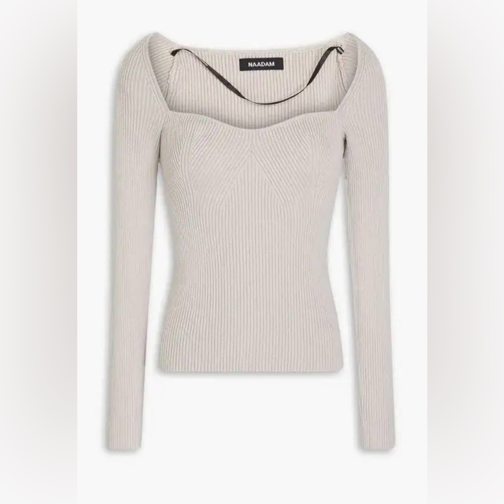 NAADAM Off-the-Shoulder Taupe Top